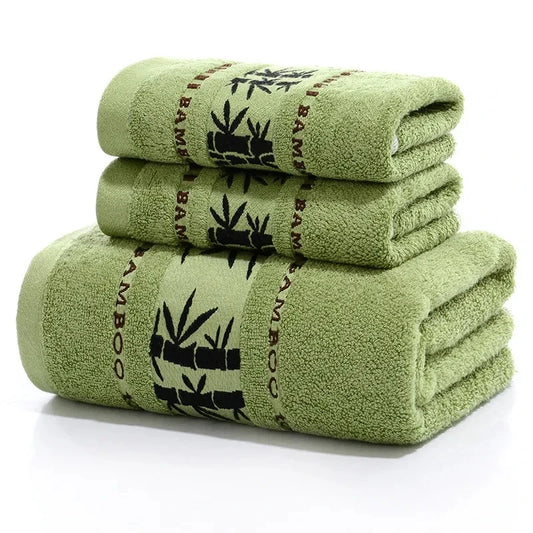 Thick Bamboo Green Bath Beach Towel Set