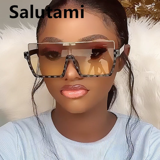 SALUTAMI Half Frame One Piece Square Sunglasses