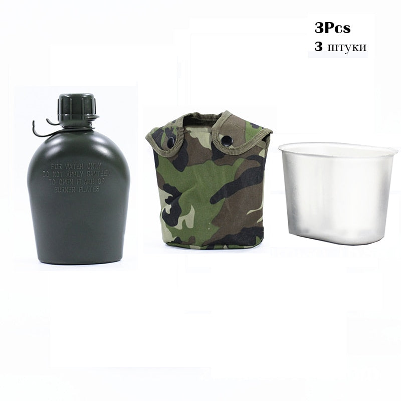 GOALONE 1L 3Pcs Vintage Army Flask Water Bottle