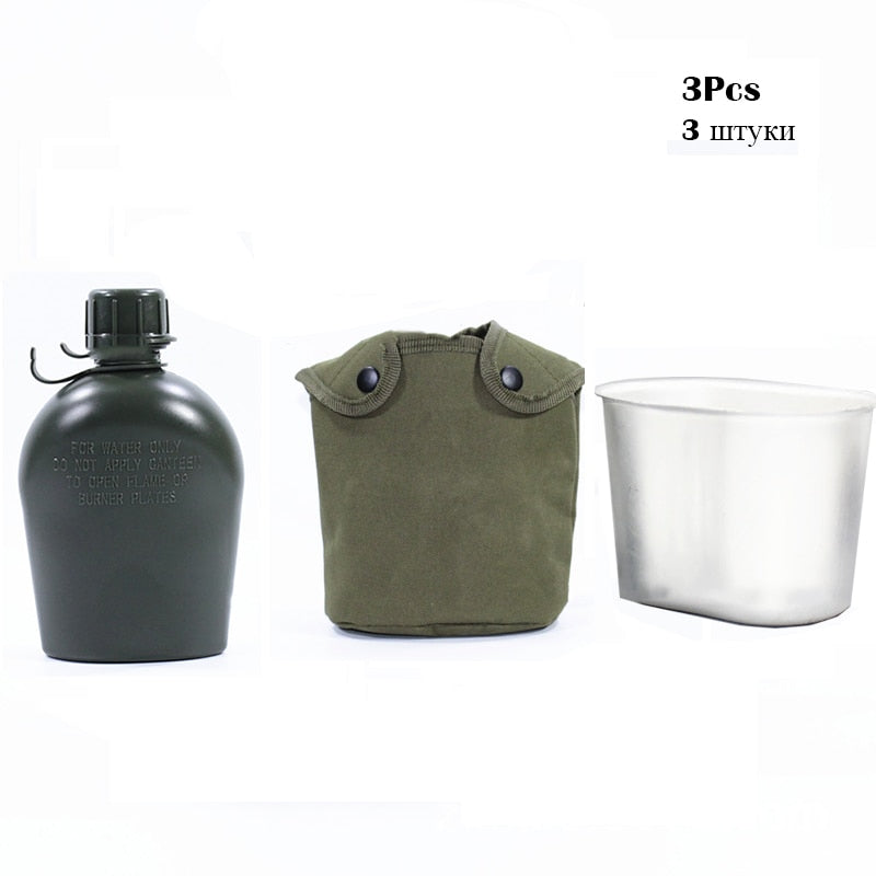 GOALONE 1L 3Pcs Vintage Army Flask Water Bottle