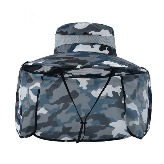 KINIJA Summer Camouflage Large Brim Removable Shawl Bucket Hat