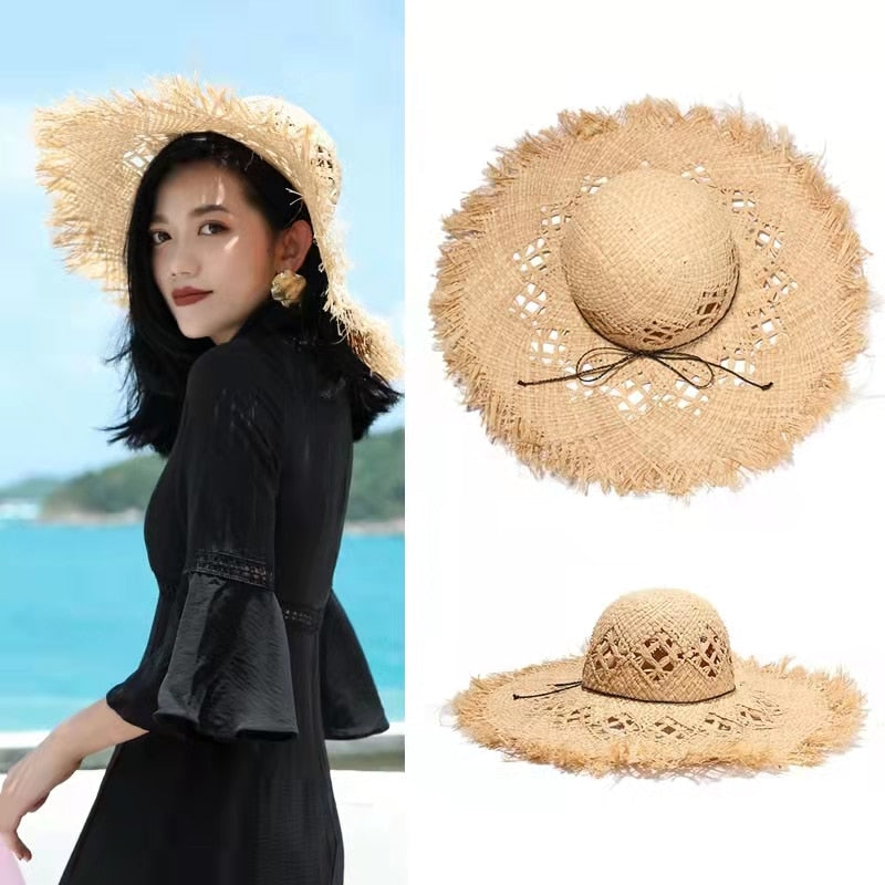 Womens Summer Beach Straw Hat