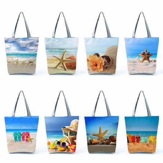 Ocean Shell Print Tote Bag